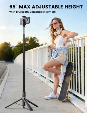 Lamicall 65" Phone Tripod & Selfie Stick Tripod with Remote Tap-to-Open