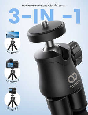 Lamicall Tripod with Wireless Remote for iPhone Gopro Camera Pocket 3/4 fit Vlog Travel