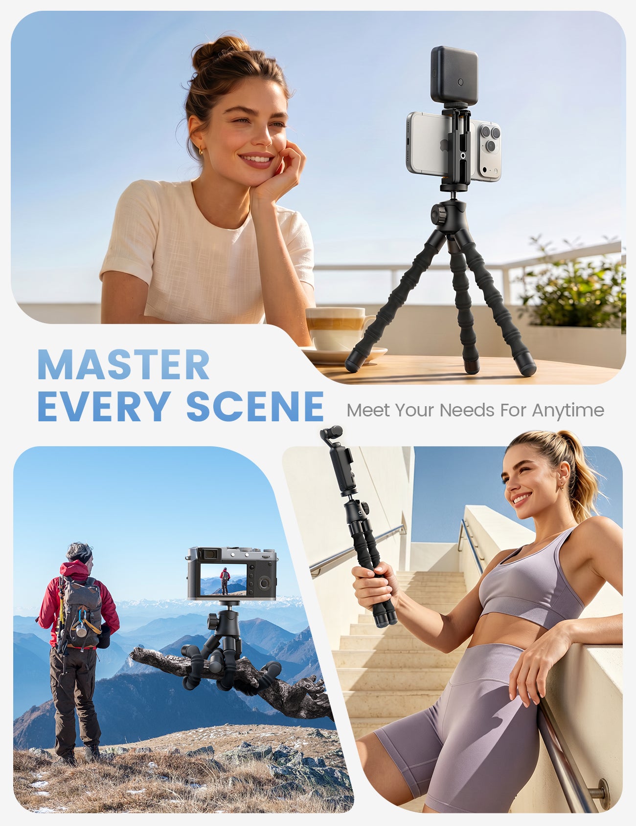 Lamicall Tripod with Wireless Remote for iPhone Gopro Camera Pocket 3/4 fit Vlog Travel