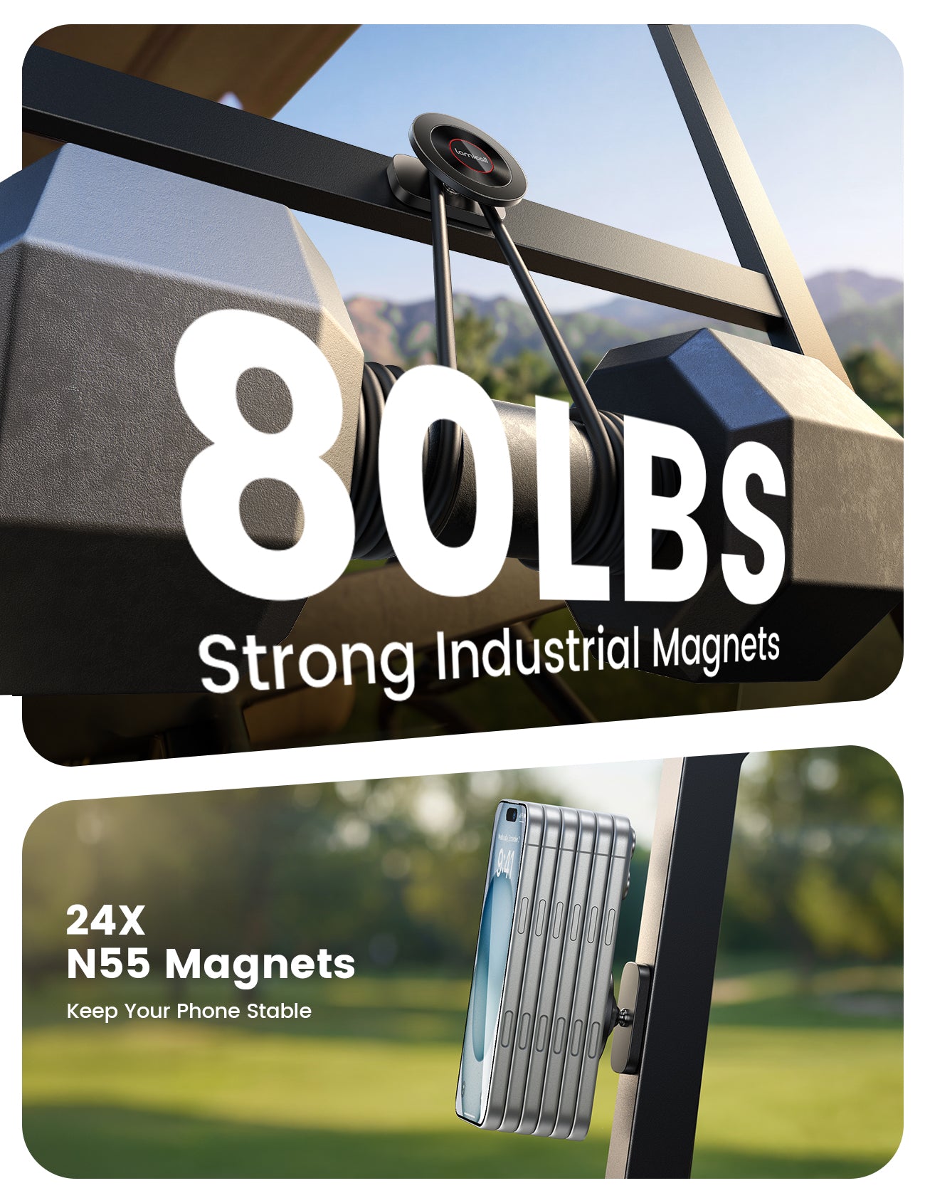 Lamicall Alloy Magnetic Golf Cart Phone Holder - Unique Golf Accessories