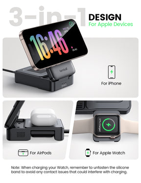 Lamicall Foldable 3 in 1 Wireless Charging Station for Apple MagSafe