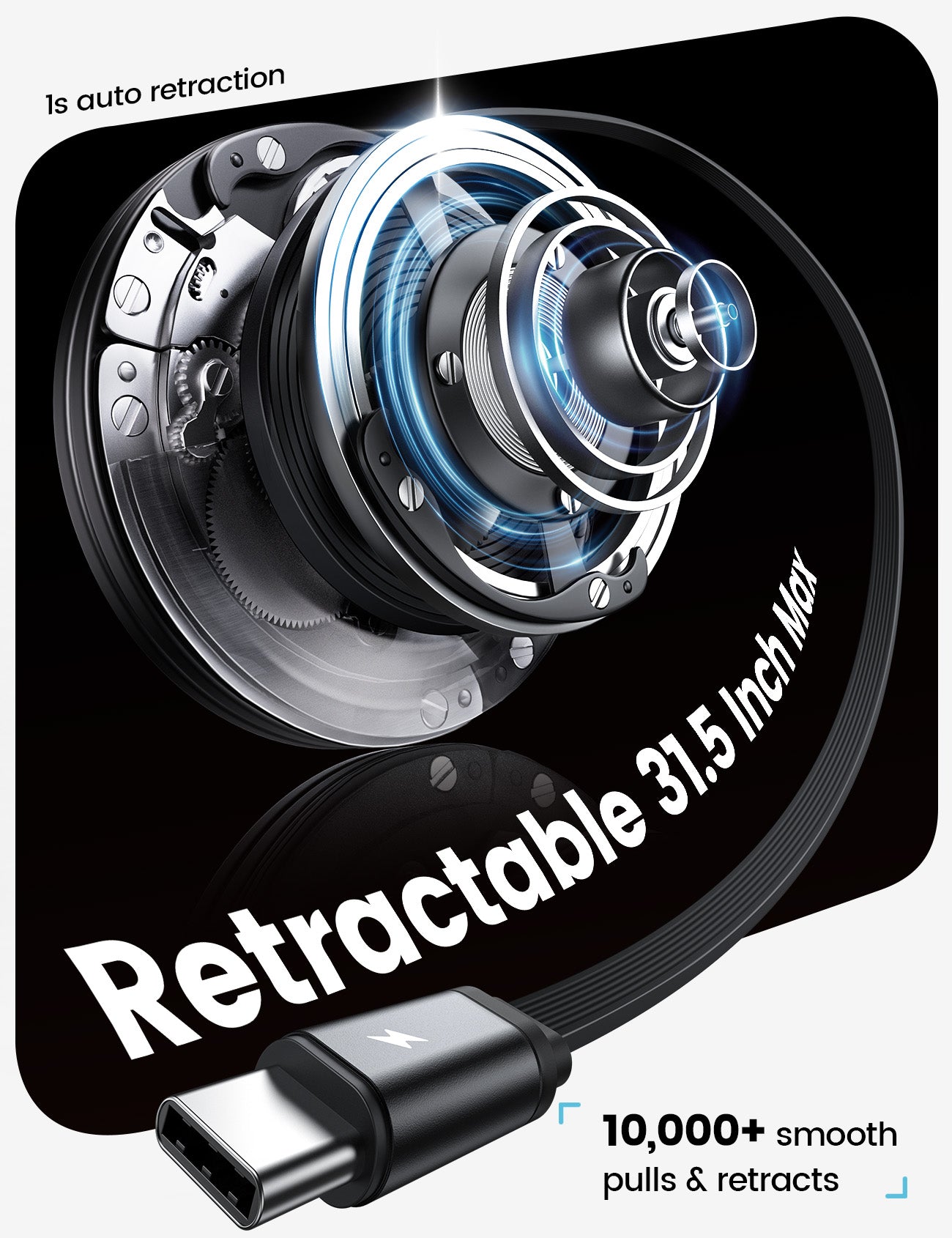 Lamicall 87W Retractable Car Charger USB C Fast Charge, Dual Type C Cables