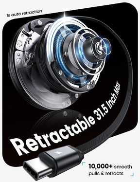 Lamicall 87W Retractable Car Charger USB C Fast Charge, Dual Type C Cables