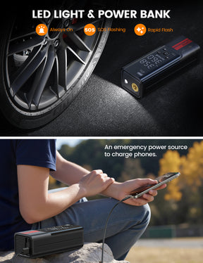 Lamicall Portable Car Tire Inflator Air Pump Bike Motor Wheels -150 PSI-4X Faster