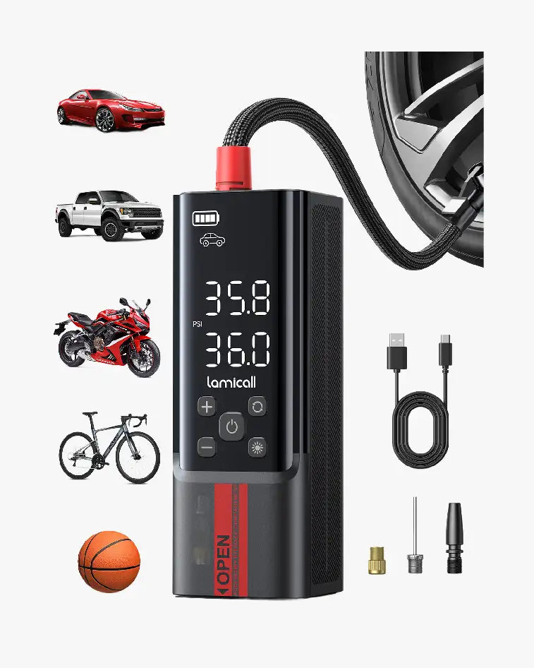 Portable Car Tire Inflator Air Pump Bike Motor Wheels 150 PSI 4X Faster