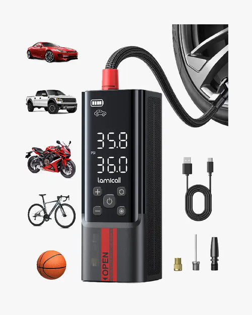 Lamicall Portable Car Tire Inflator Air Pump Bike Motor Wheels -150 PSI-4X Faster