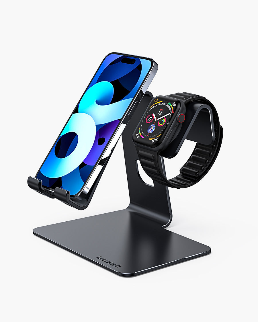 Lamicall Stand for Apple Watch Phone Holder - 2 in 1 Universal Desktop Stand Holder for All Cell Phones, Charging Station Dock