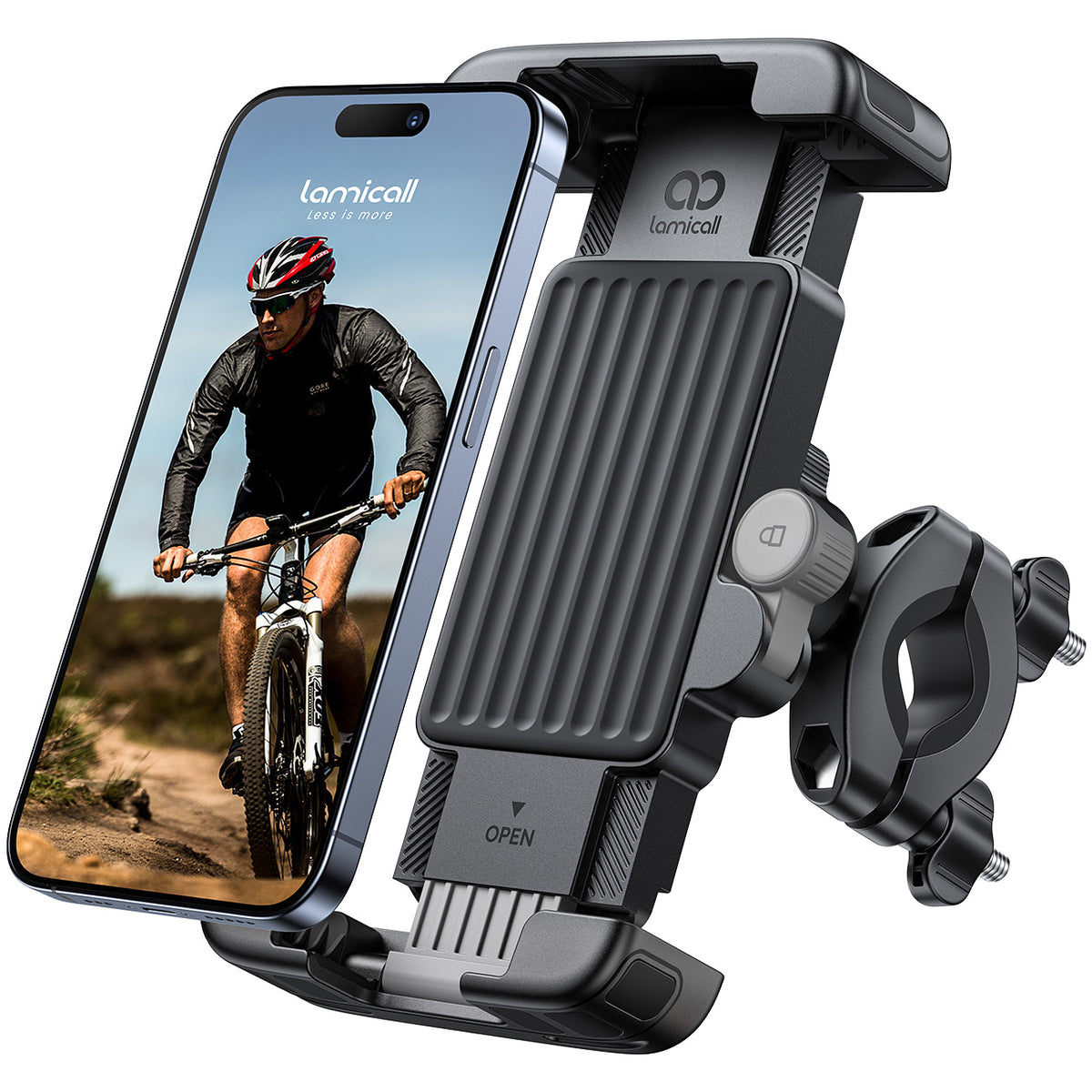 Lamicall Bike Motorcycle Phone Mount - [1s Quick Lock] Bike Cell Phone Holder Clip, Bicycle Scooter Handlebar Clamp, for iPhone 17 16 15 Pro Max, Galaxy S25 S24 Ultra 6''-7'' phones