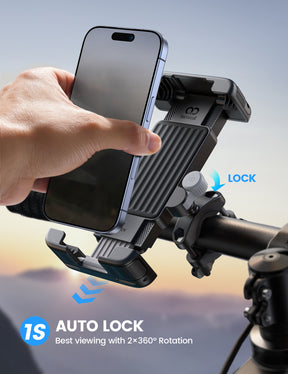 Lamicall Bike Motorcycle Phone Mount - [1s Quick Lock] Bike Cell Phone Holder Clip, Bicycle Scooter Handlebar Clamp, for iPhone 17 16 15 Pro Max, Galaxy S25 S24 Ultra 6''-7'' phones