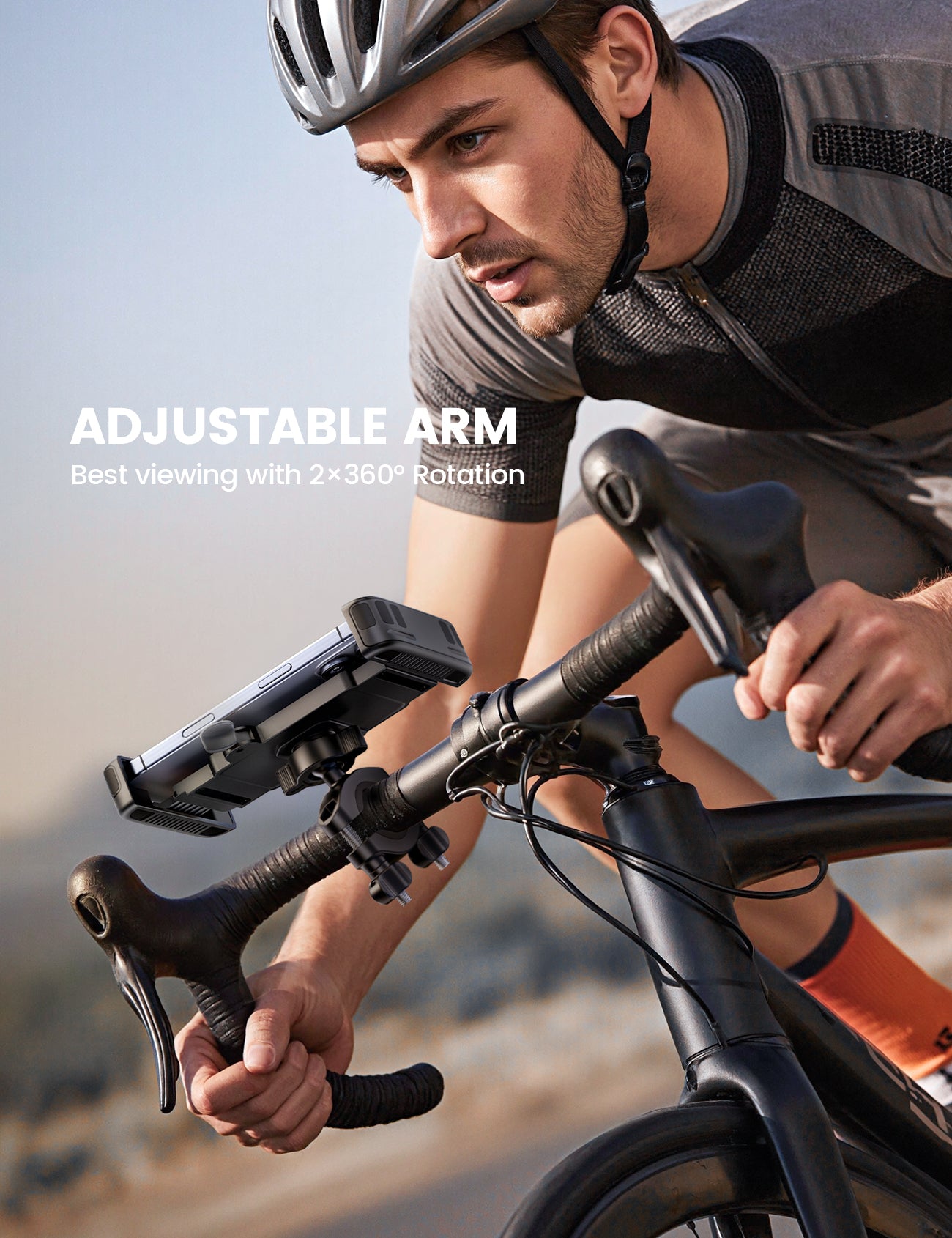 bike helmet phone mount Lamicall Bike Motorcycle Phone Mount for iPhone Pro Max & Galaxy Ultra, Gray