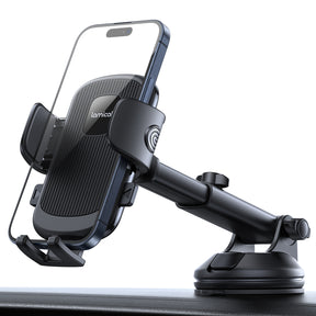 Lamicall Car Phone Holder - [Strongest Military-Grade Suction Cup] 360° Rotation Quick Release Adjustable Car Phone Mount Dashboard for iPhone 16 Galaxy Smartphone Truck