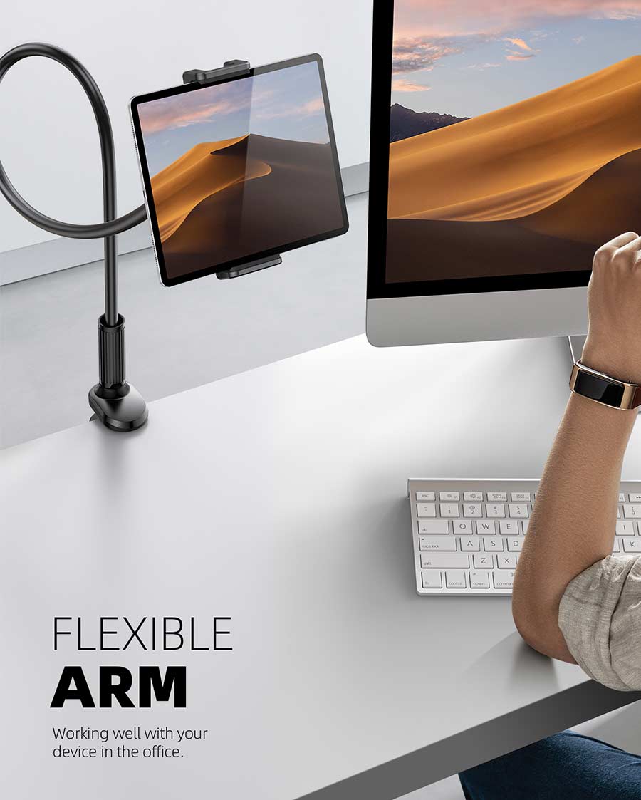 Lamicall Gooseneck Tablet Mount Holder for Bed - Flexible Tablet Arm Clamp