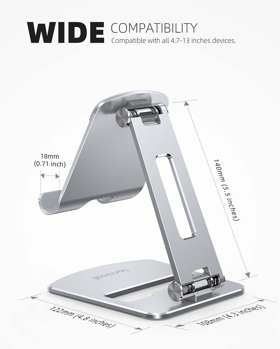 Tablet Stand Desk Adjustable Foldable Aluminum Holder 360 Rotating