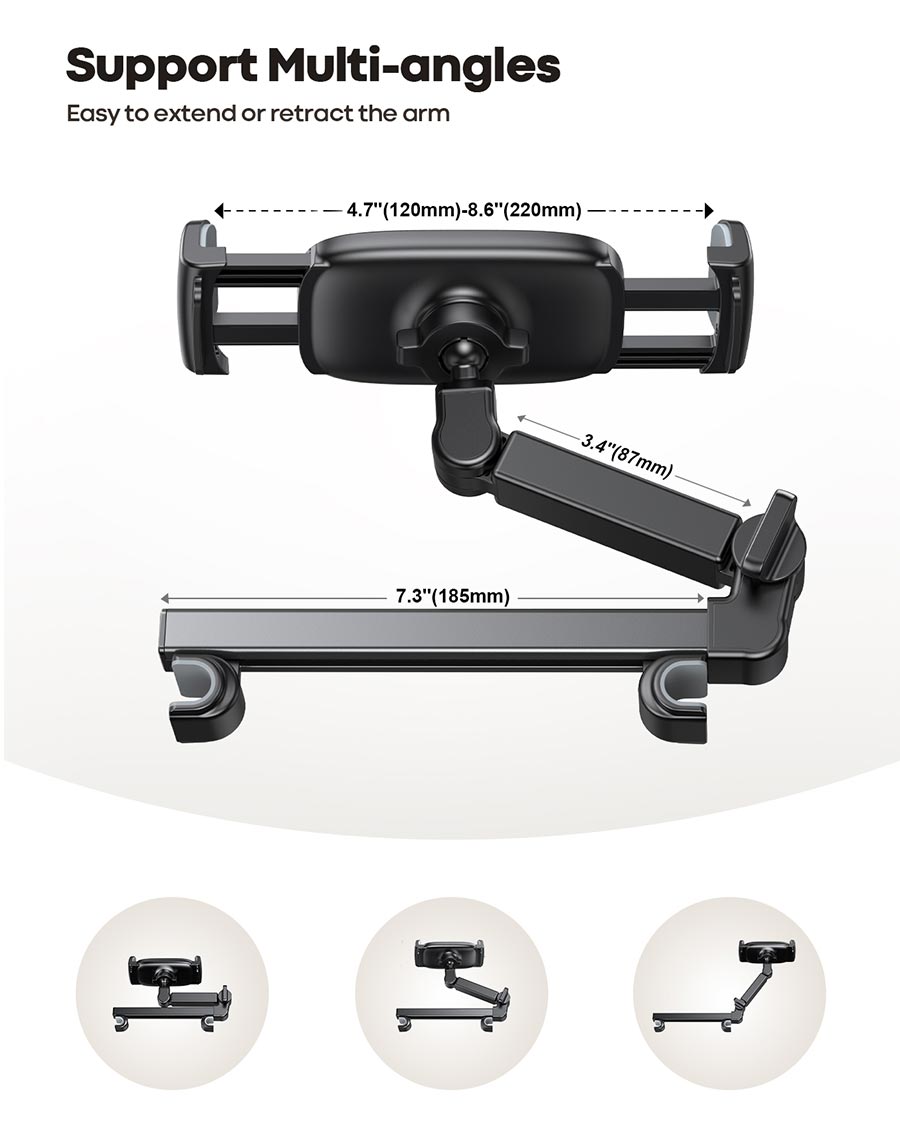 Lamicall Car Headrest Tablet Holder - [ Extension Arm ] 2023 Adjustabl