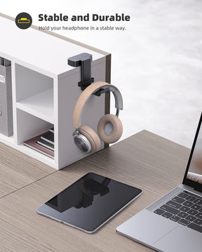 Lamicall Headphone Stand, 360 Degree Rotation Sticky Headset Hanger with Cable Organizer