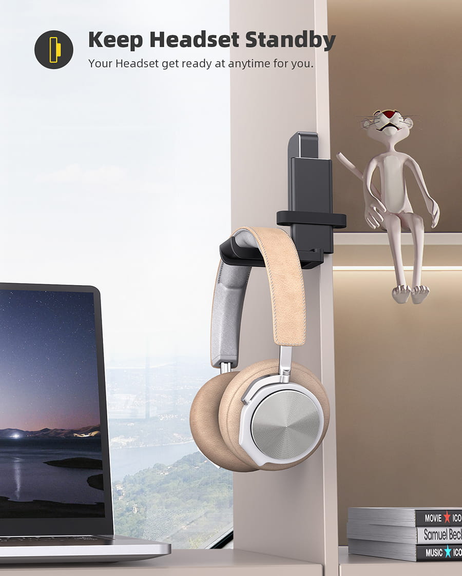 Lamicall Headphone Stand, 360 Degree Rotation Sticky Headset Hanger wi