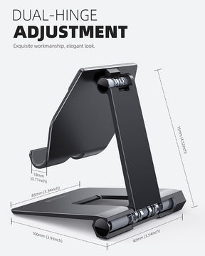 Lamicall Upgrade Super Stable Cell Phone Stand for Desk - Foldable Portable Aluminum Desktop Phone Holder Cradle Dock