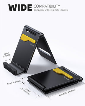 Lamicall Aluminum Portable Cell Phone Stand - Foldable Phone Stand for Desk, Small Pocket, Adjustable Mobile Holder