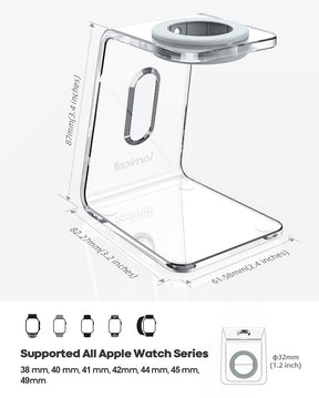 Lamicall Acrylic Charger Stand for Apple Watch - Transparent Clear Desk iWatch Charging Dock Station for Nightstand