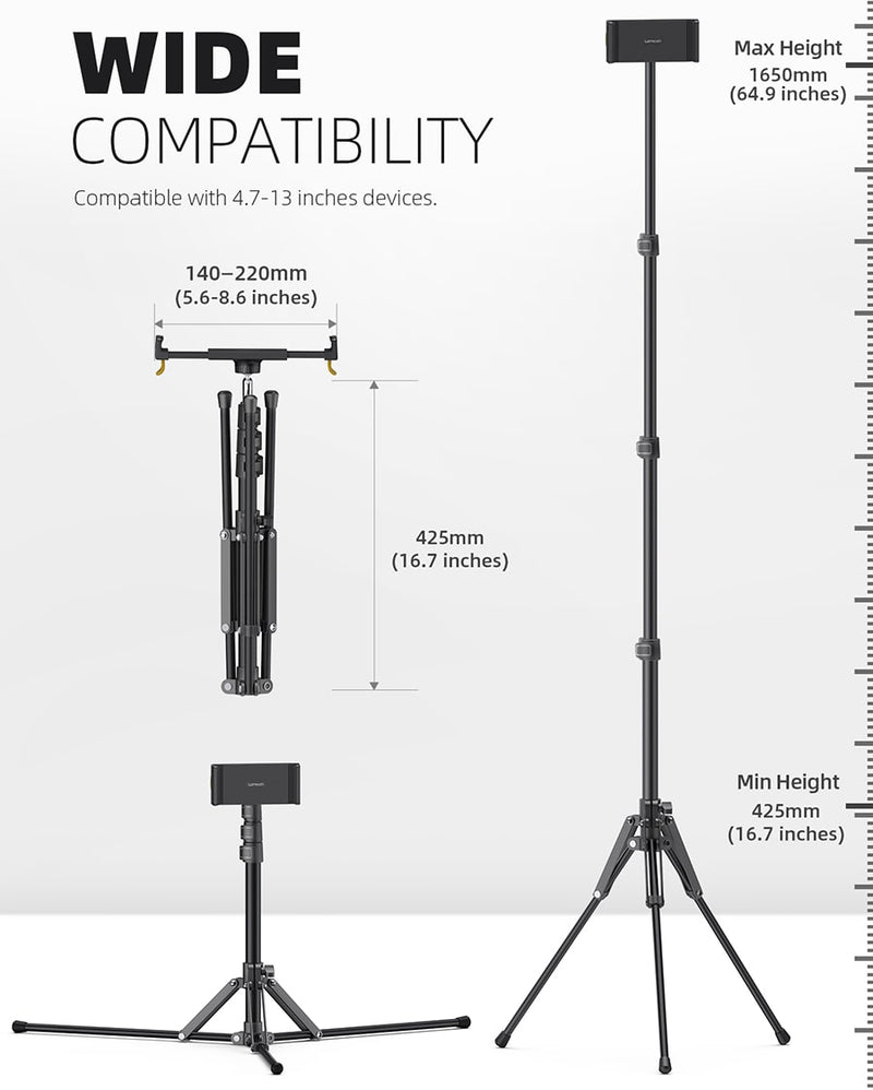 Lamicall Tablet Floor Tripod Stand 64.9" Tablet Holder Mount with Ad